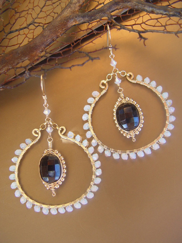 nina rossi black and white earrings