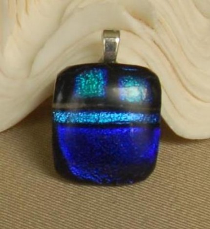 handmade fused dichroic glass pendant